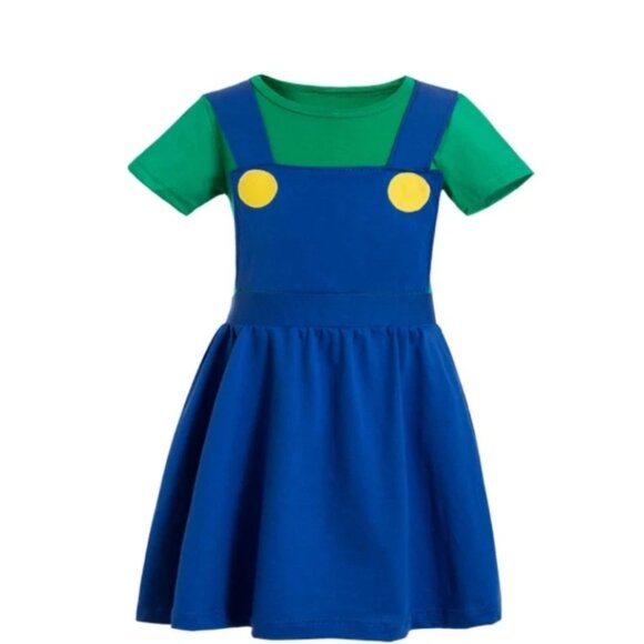 New green overall Dress Women S M L XL XXL cosplay Halloween costume Luigi Mario - Picture 1 of 1